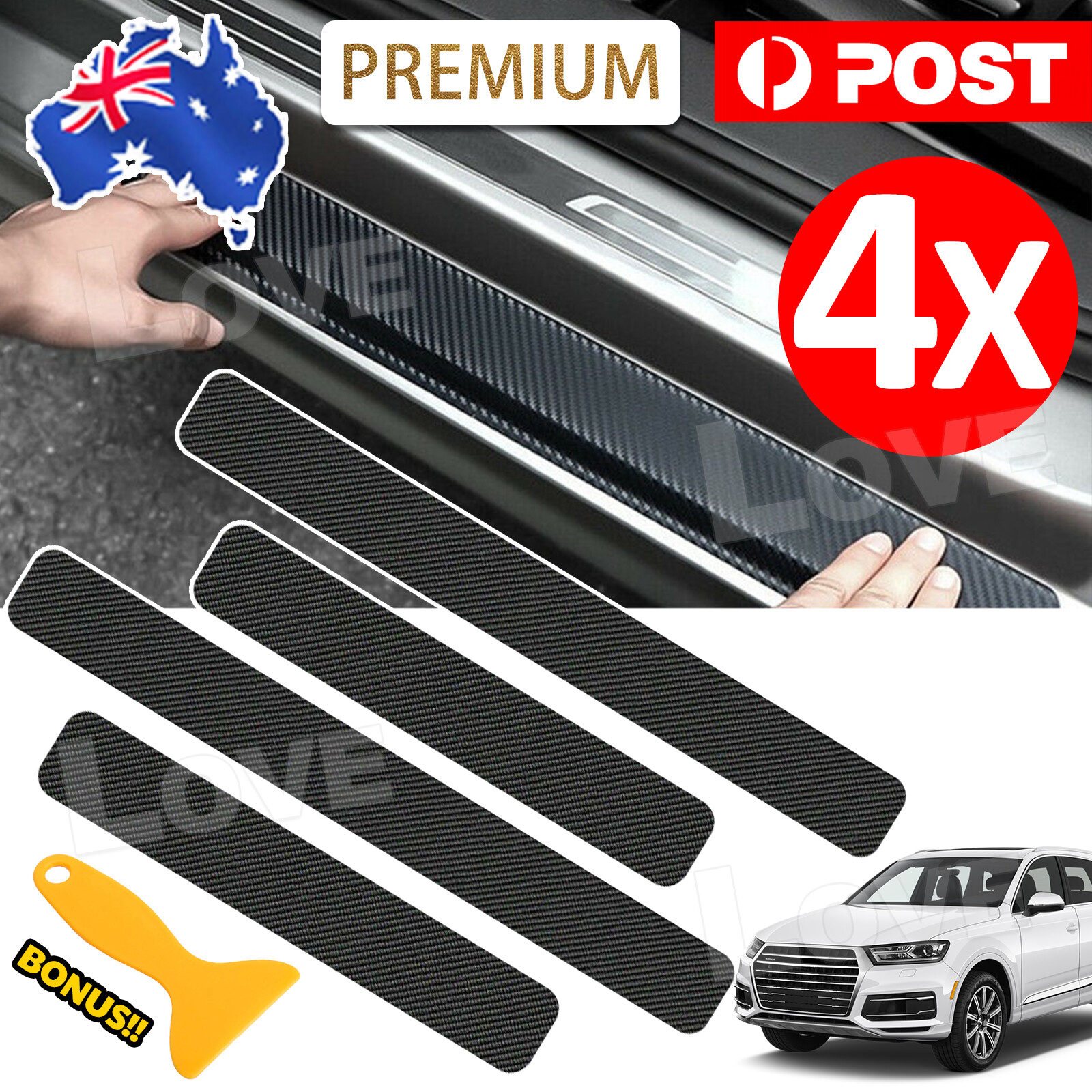 4x Carbon Fiber Car Door Plate Sill Scuff Cover Anti-Scratch Sticker Accessories
