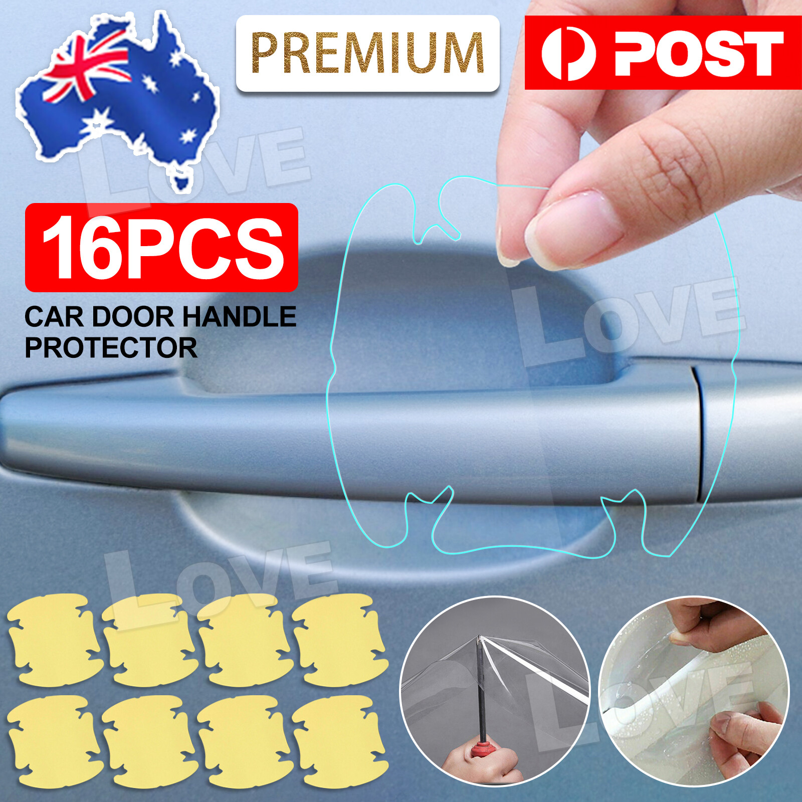 16x Car Door Handle Paint Scratch Protector Film Stickers Transparent Clear OZ