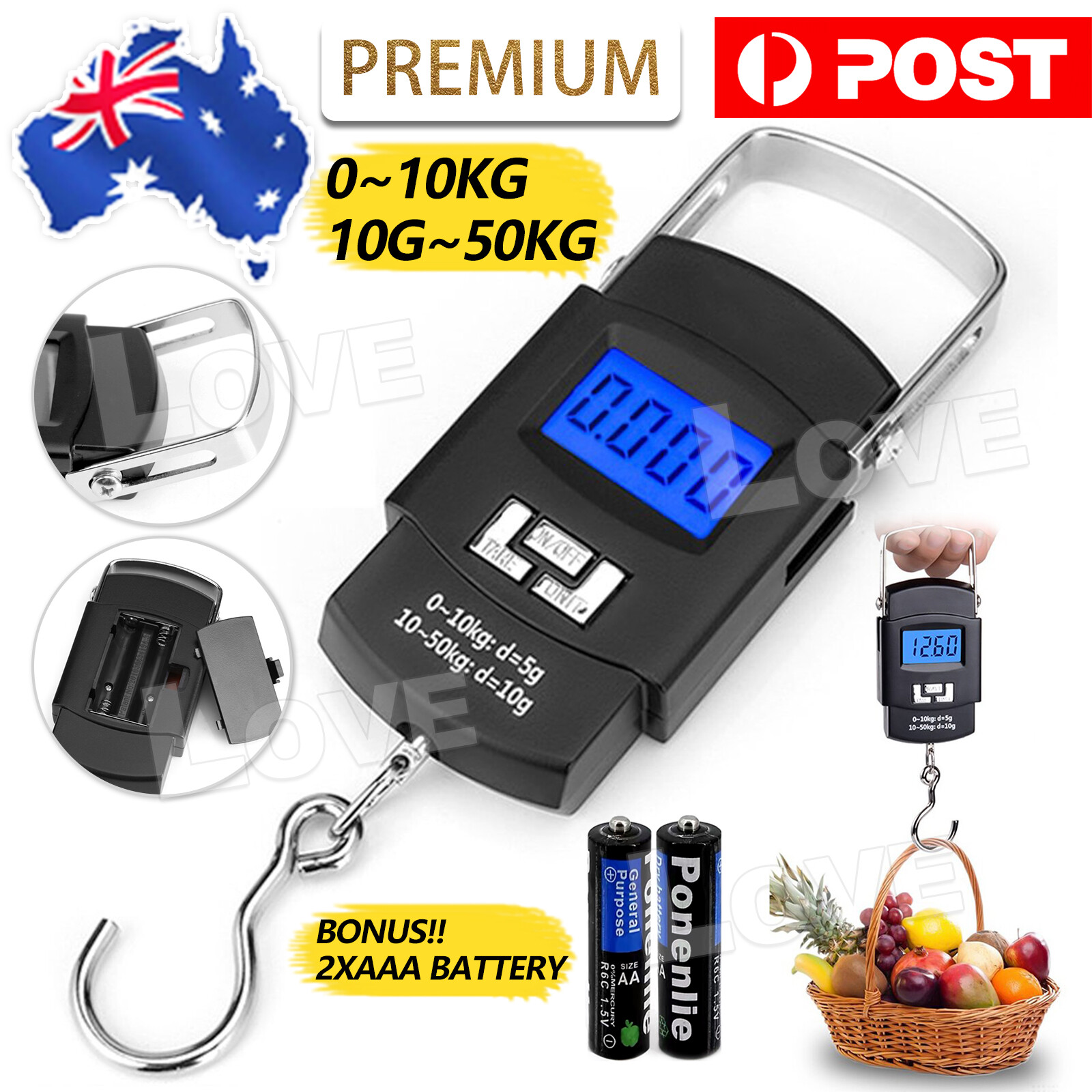 Portable LCD Digital Electronic Fishing Travel Luggage Hanging Weighing Scale AU