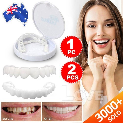 Snap On Bottom /Upper Lower False Teeth Dental Veneers Dentures Fake Tooth Smile
