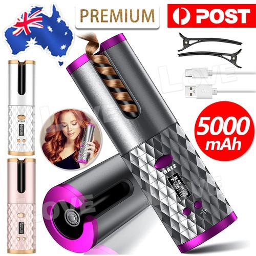 LCD Cordless Auto Rotating Hair Curler Waver Curling Iron Wireless Ceramic Heat