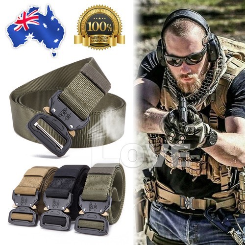 Mens Tactical Belt Nylon Outdoor Heavy Duty Army Waist Strap Military Waistband