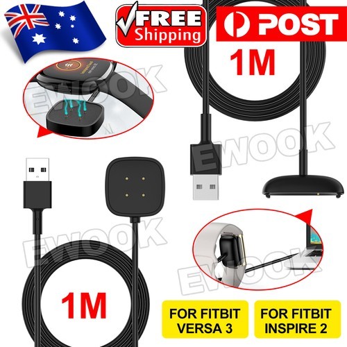For Fitbit Versa 3/ Sense/ Inspire 2 / 4 USB Charger Cable Charging 1M 3 Fibit