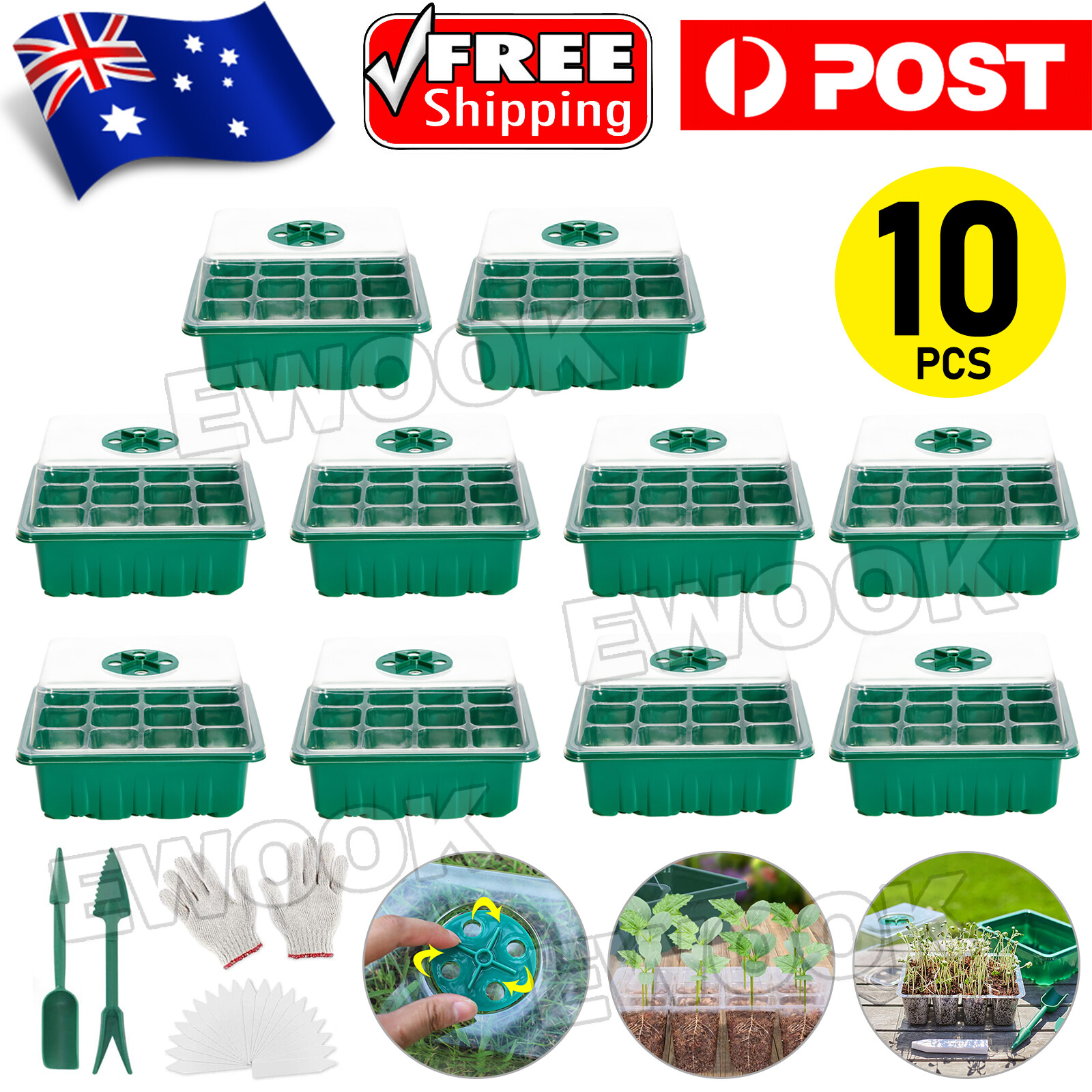 10 Set 12 Hole Plant Seeds Grow Box Propagation Nursery Seedling Starter Tray AU