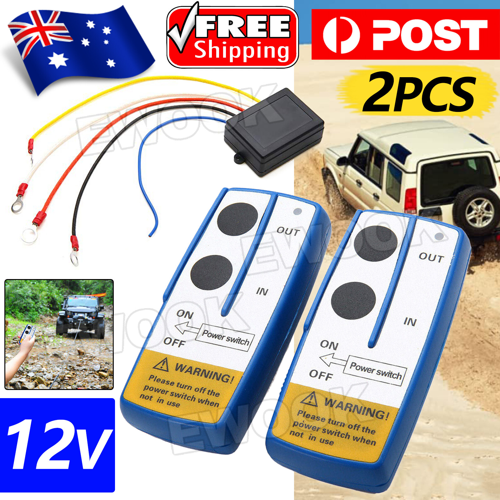 12V 50-100ft Wireless winch remote control Switch Kit Universal For Jeep ATV SUV