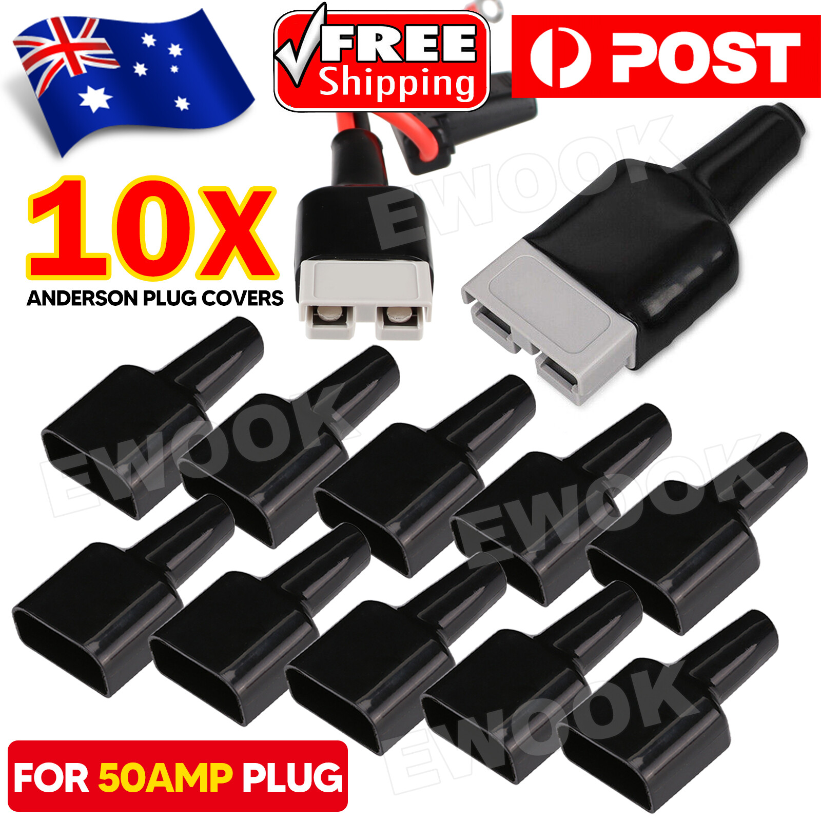 10x Waterproof For Anderson Style 50A Plug dust cable sheath cover 50A/50 AMP AU