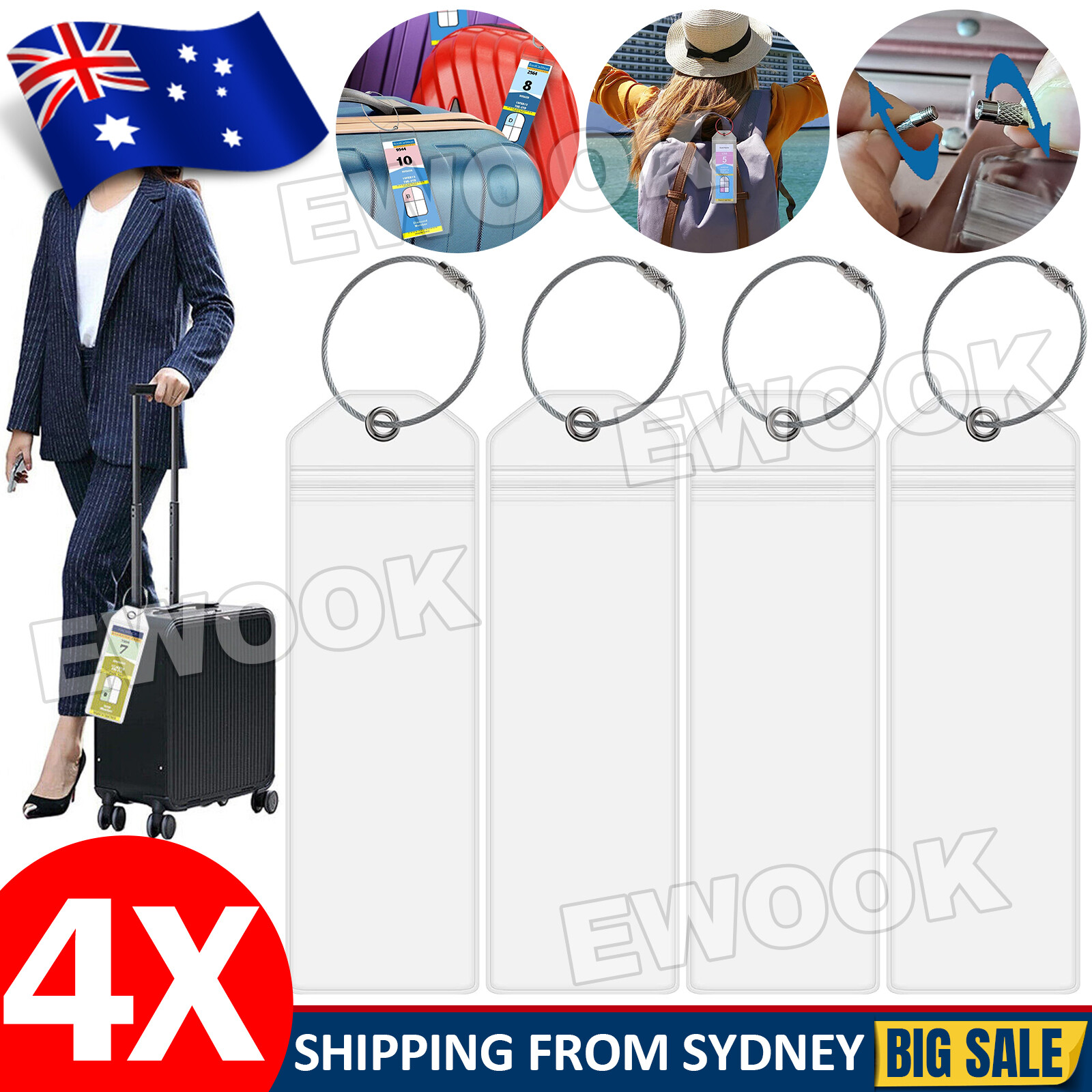 4 Cruise Ship Luggage Tags Holders Great for ROYAL CARIBBEAN and CELEBRITY Clear