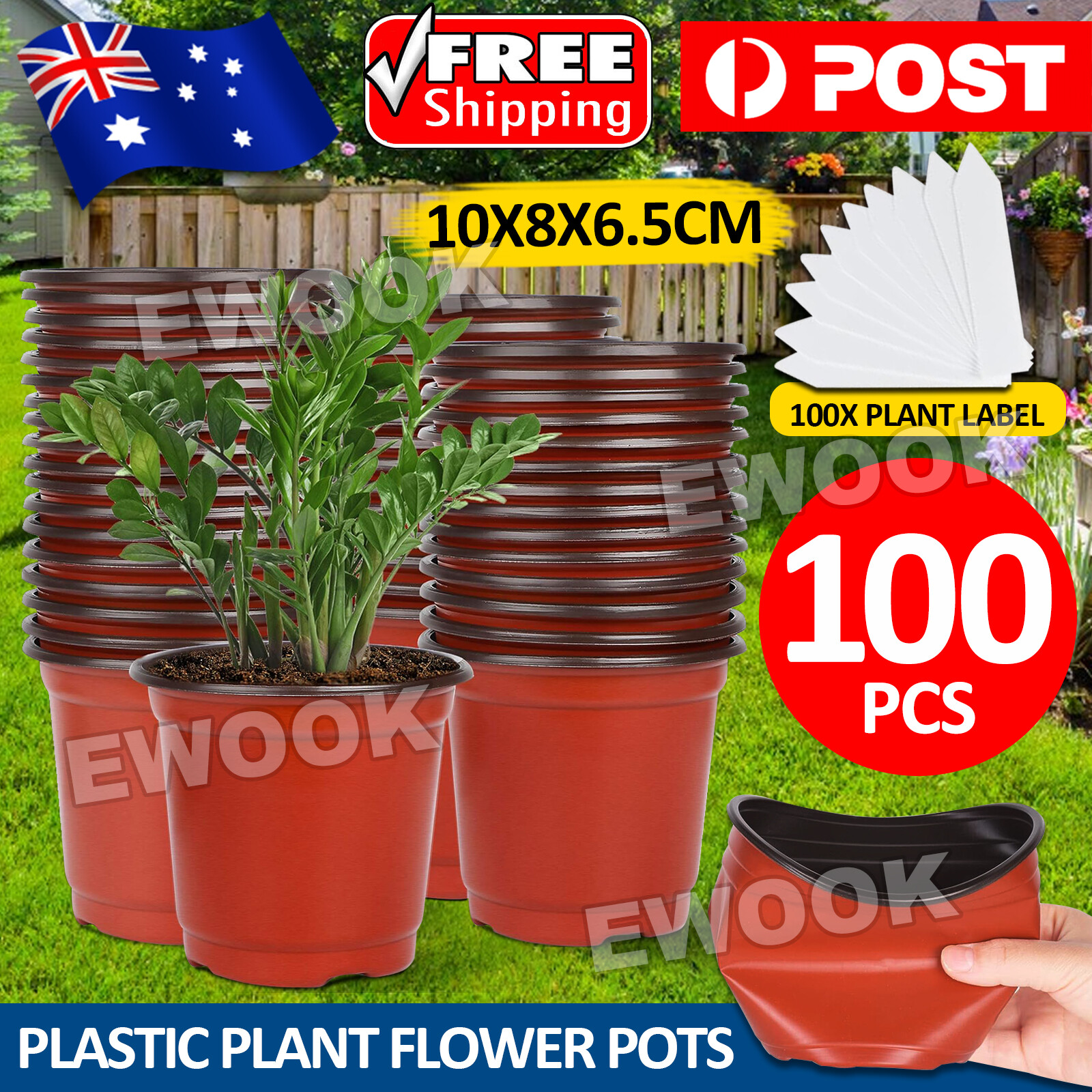 100x Plastic Plant Flower Garden Pots Nursery Seedlings Growing Container AU As