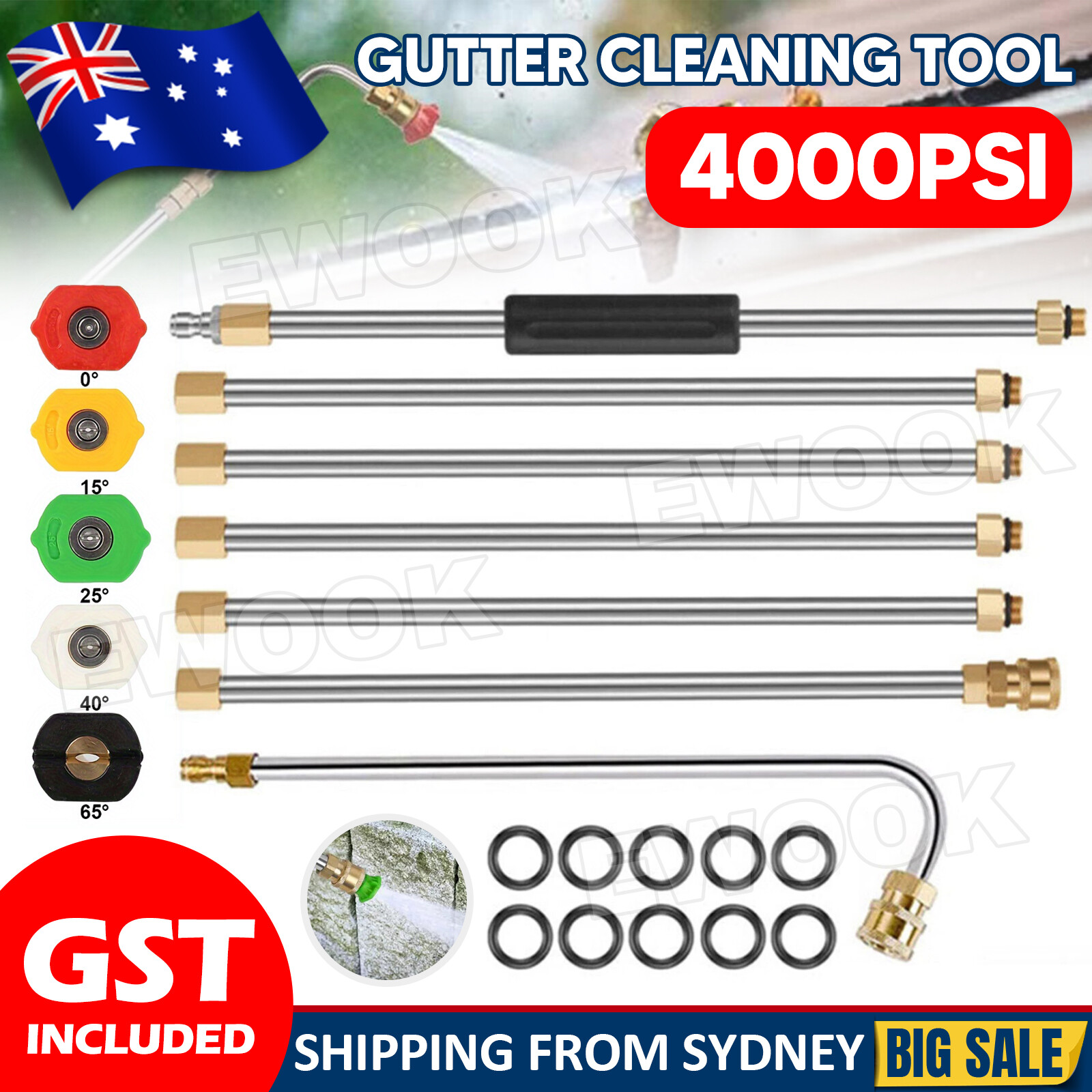 Gutter Cleaning Tool Pressure Washer Wand Extension Cleaner Lance Silver Plastic