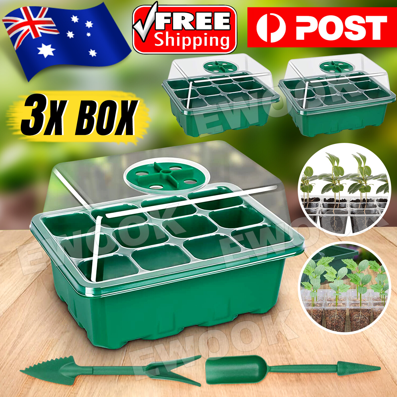 3 Set 12 Hole Plant Seed Grow Box Propagation Nursery Seedling Starter Tray As