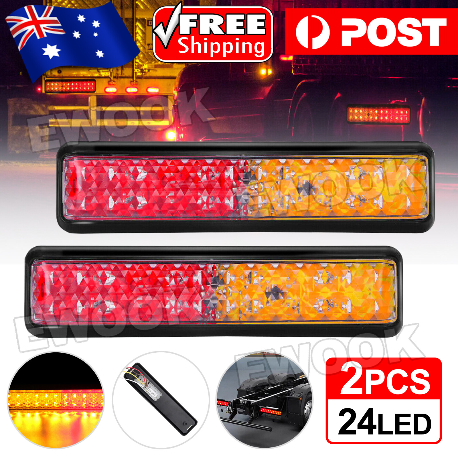 2X Trailer lights LED tail Truck Ute Caravan Stop Indicator 12V 24V Lamp Part 49