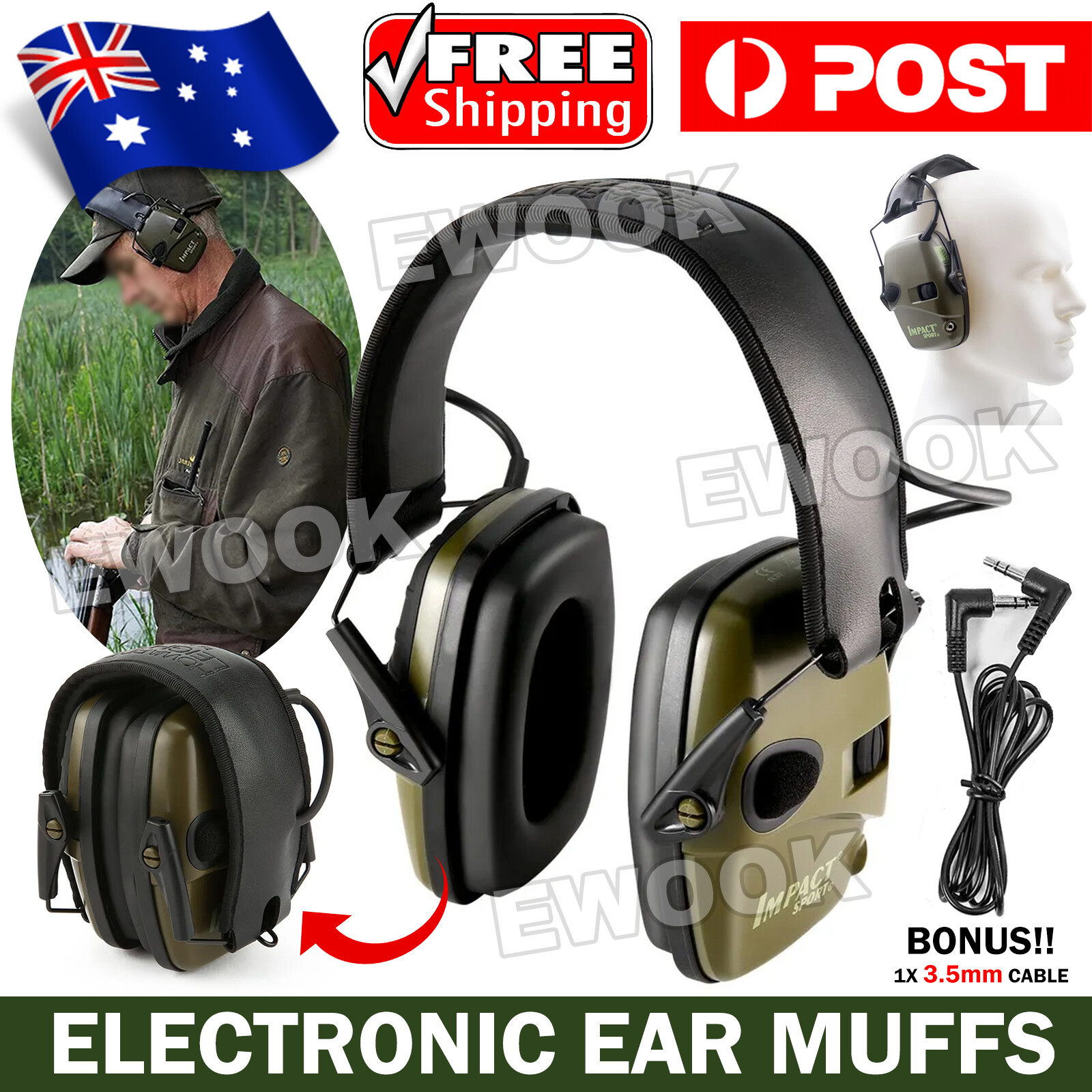 Electronic Earmuffs Ear Defenders Impact Sport Shooting Protection Headphone AU