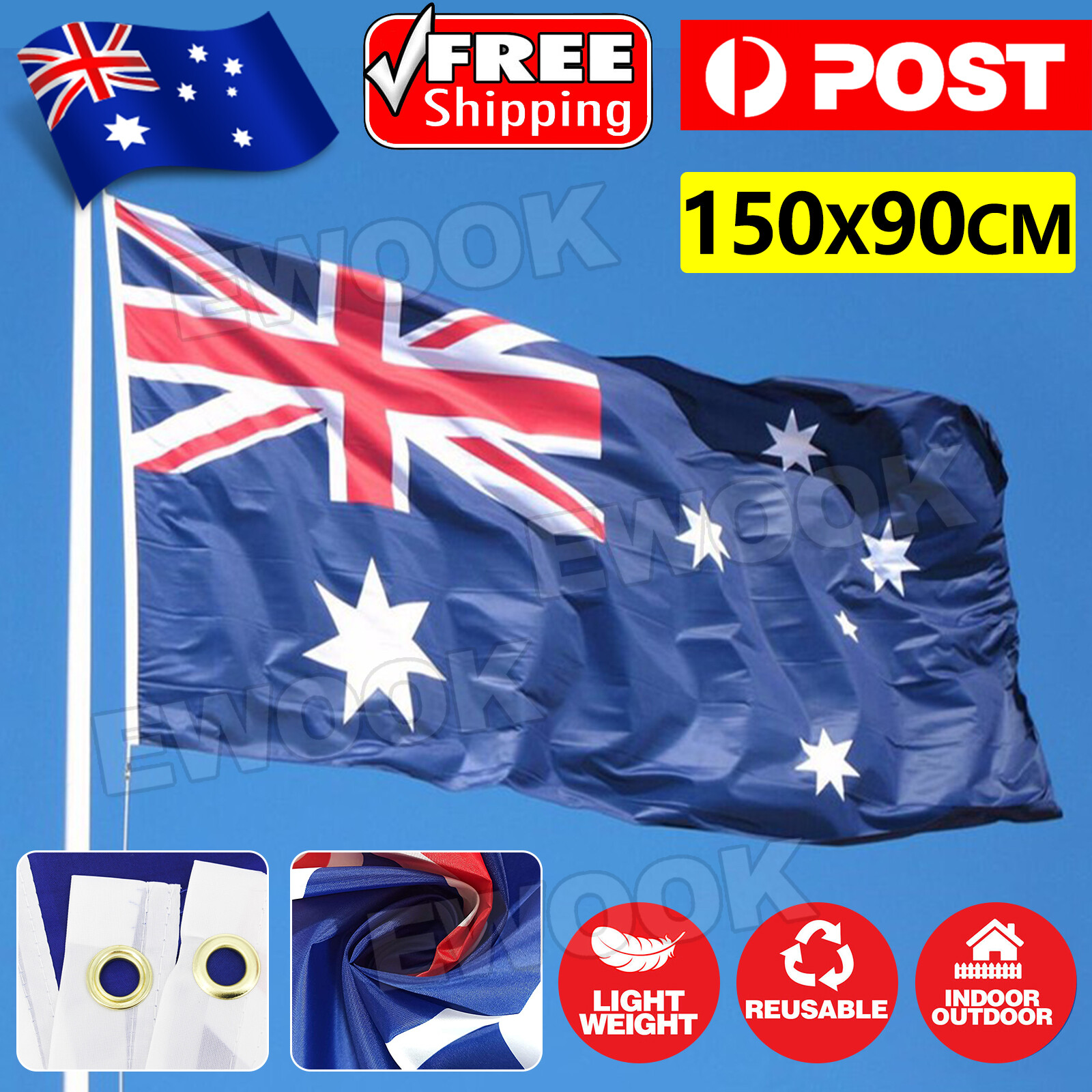 Large Heavy Duty Australian Flag National 150x90 cm Anzac Australia Day Woven