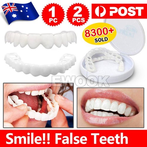 Snap On Bottom /Upper Lower False Teeth Dental Veneers Dentures Fake Tooth Smile