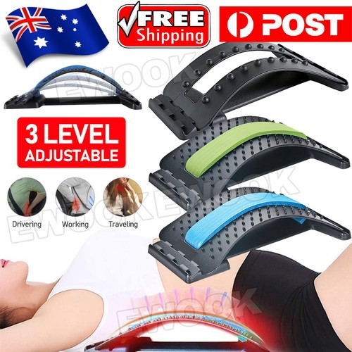 Massager Back Stretcher Lumbar Support Fitness Waist Spine Pain Relief AU elieve