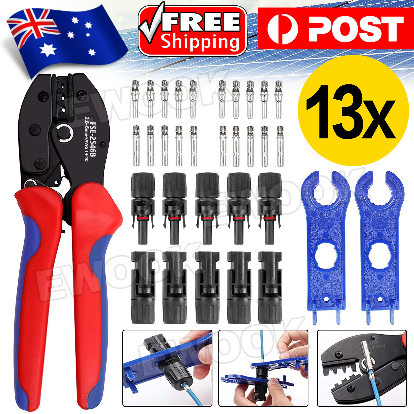 Crimping Tools Set Solar Panel for Crimper Cable Stripper Wiring Connector Wire