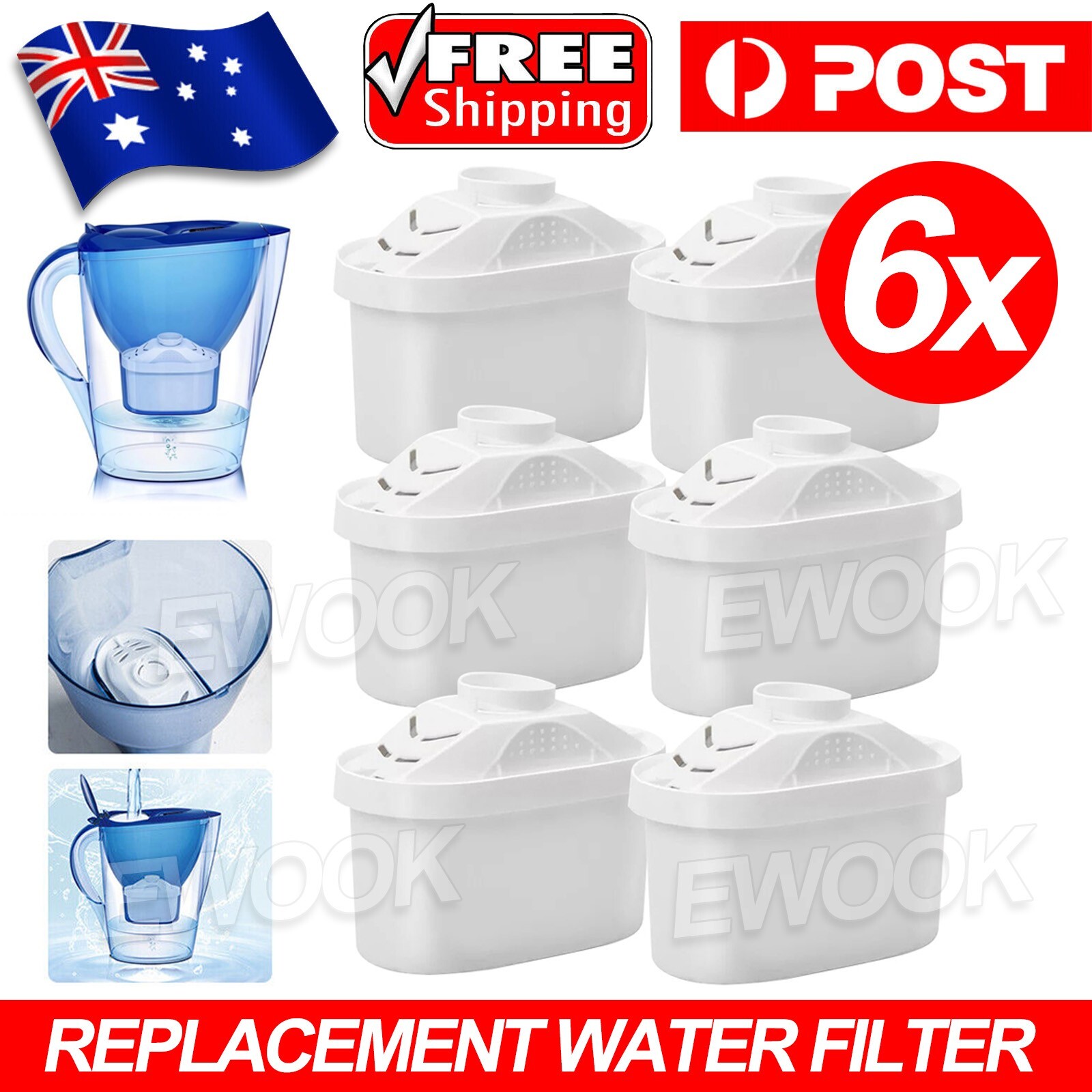 6 Pack For BRITA Maxtra Plus Water Filter Jug Replacement Cartridges Refills AU