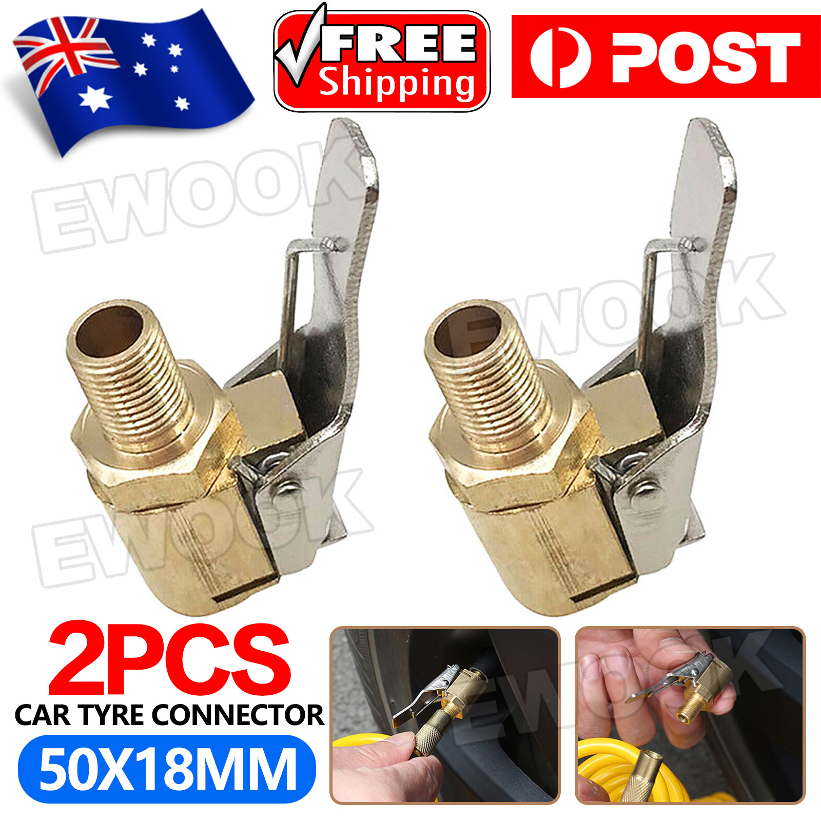 2pcs 8mm Practical Inflator Pump Tire Air Chuck Car Tyre Wheel Connector Adapter