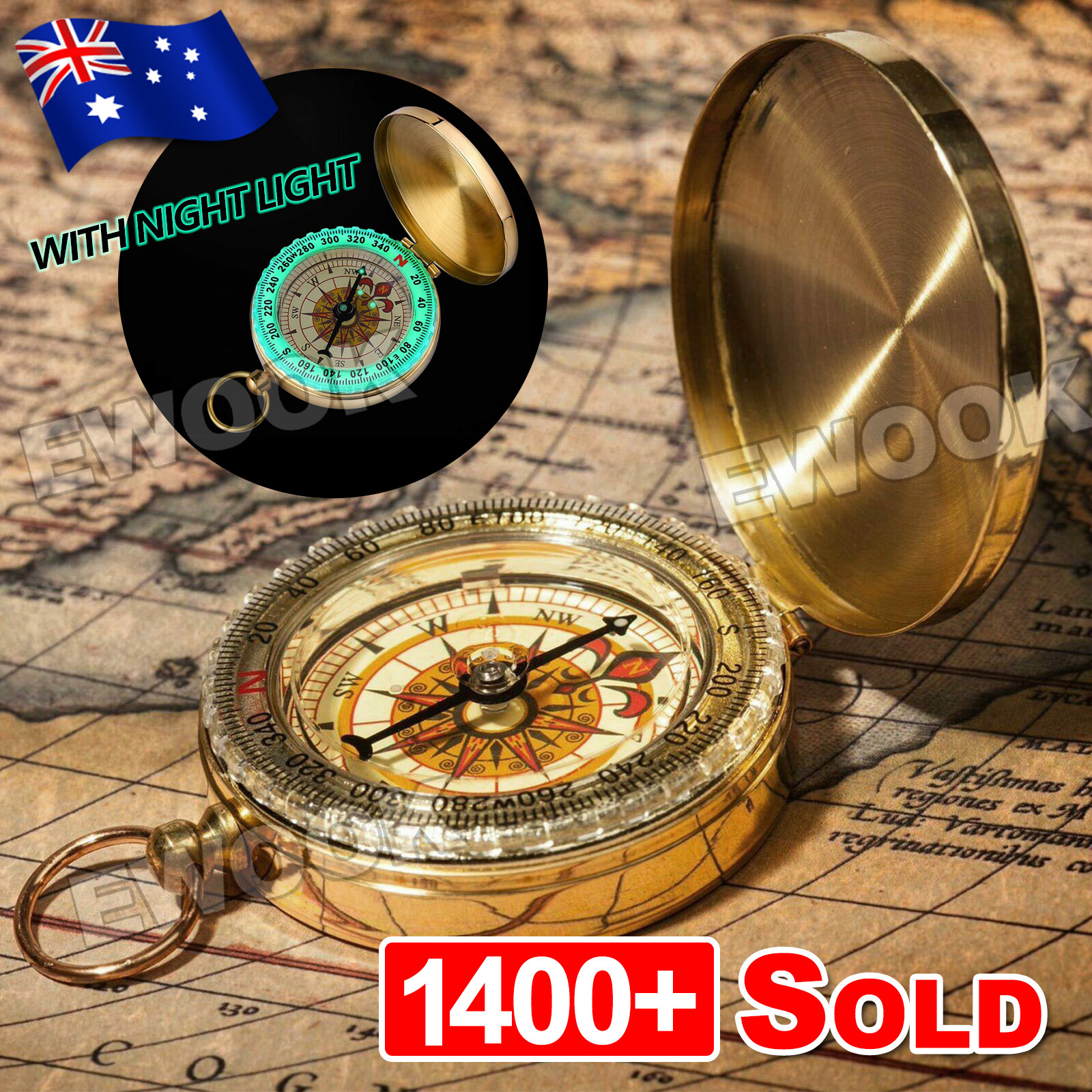 Unbranded/Generic Portable Classic Brass Survival Camping Compass Outdoor Hiking