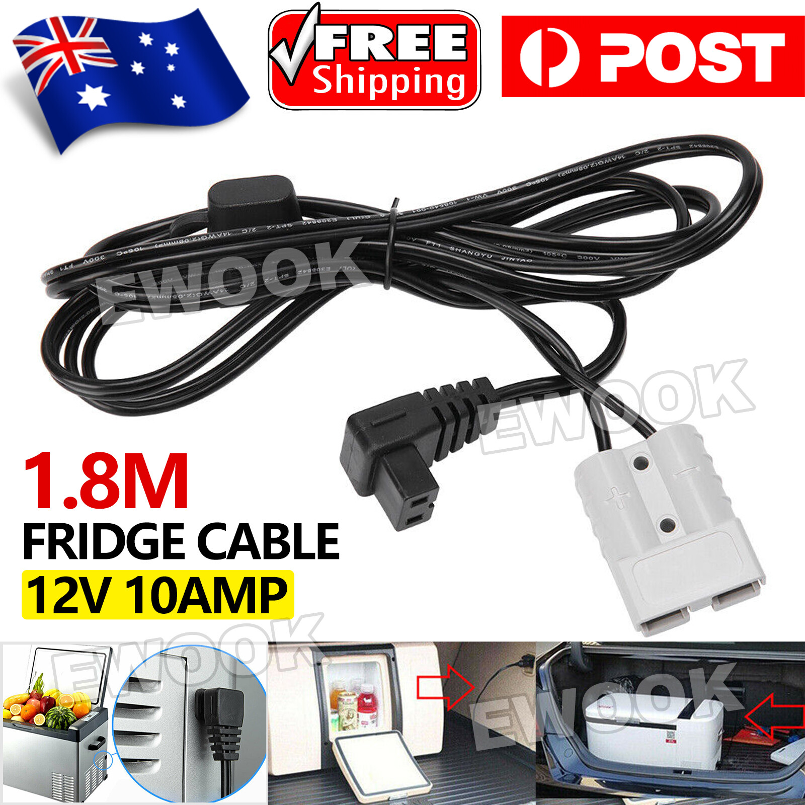 Power Cord Lead 12V Fridge Cable to Anderson Style Plug Fit Waeco Kings Beach RV