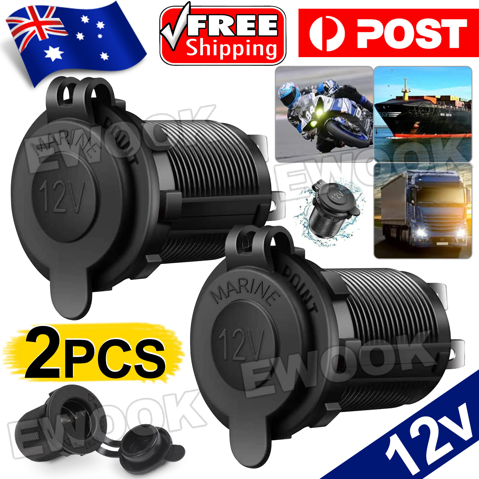 2X 12V Car Cigarette Lighter Socket Waterproof USB Charger Power Adapter Outlet