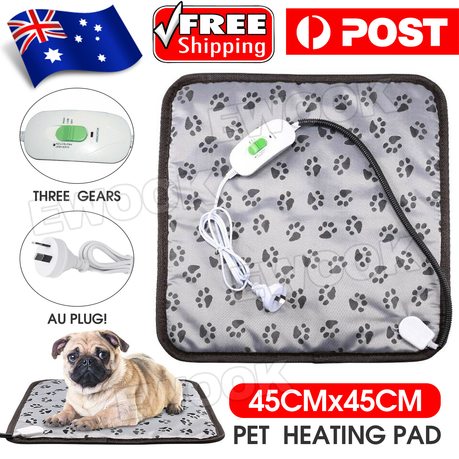 Pet Electric Heat Pad Heated Heating Heater Mat Blanket Bed Dog Cat Bunny AU 45