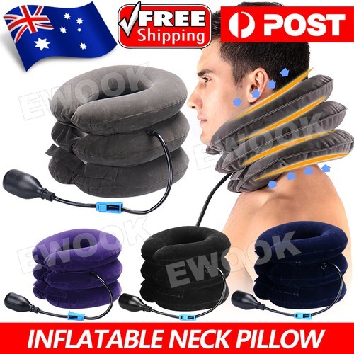Air Inflatable Neck Pillow Head Cervical Traction Support Stretcher Pain Relief