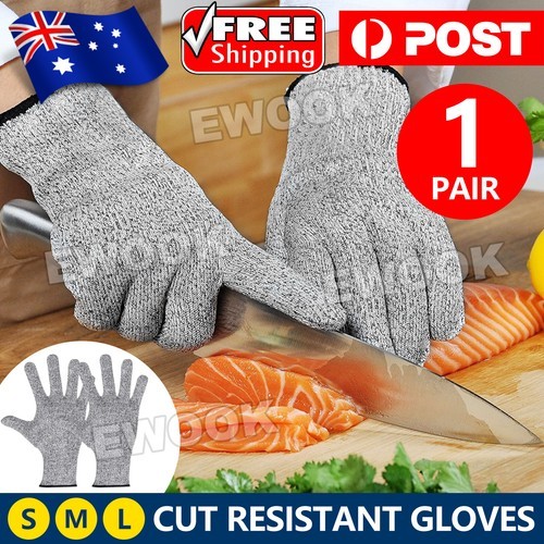 1 pair Safety Cut Proof Anti Resistant Kitchen Butcher Gloves Level Class 5 Grey