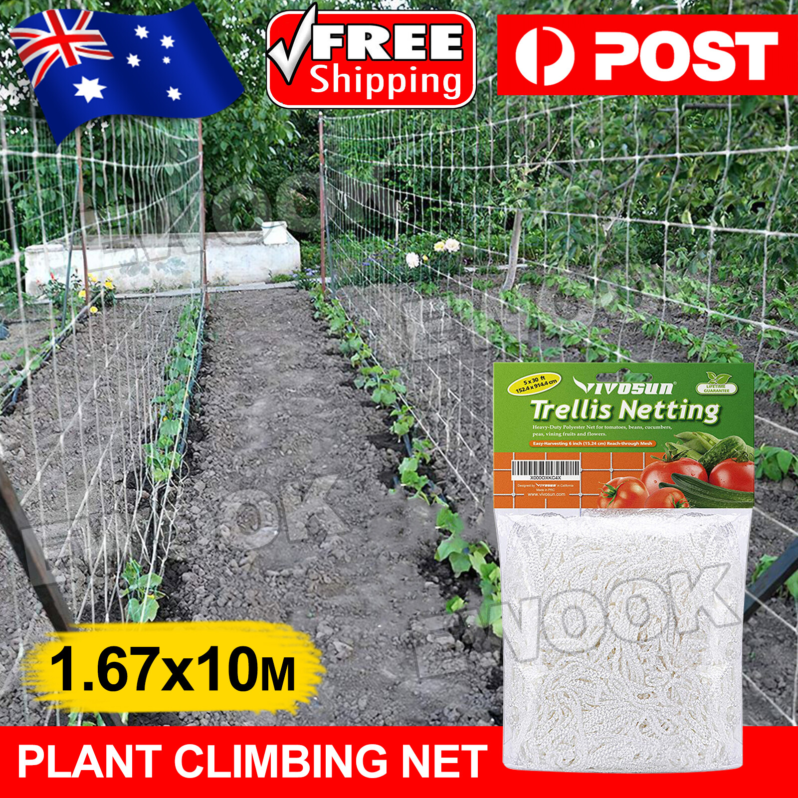 Garden Plant Climbing Net Trellis Netting Vegetable Grow Fence Mesh 1.67m 10m