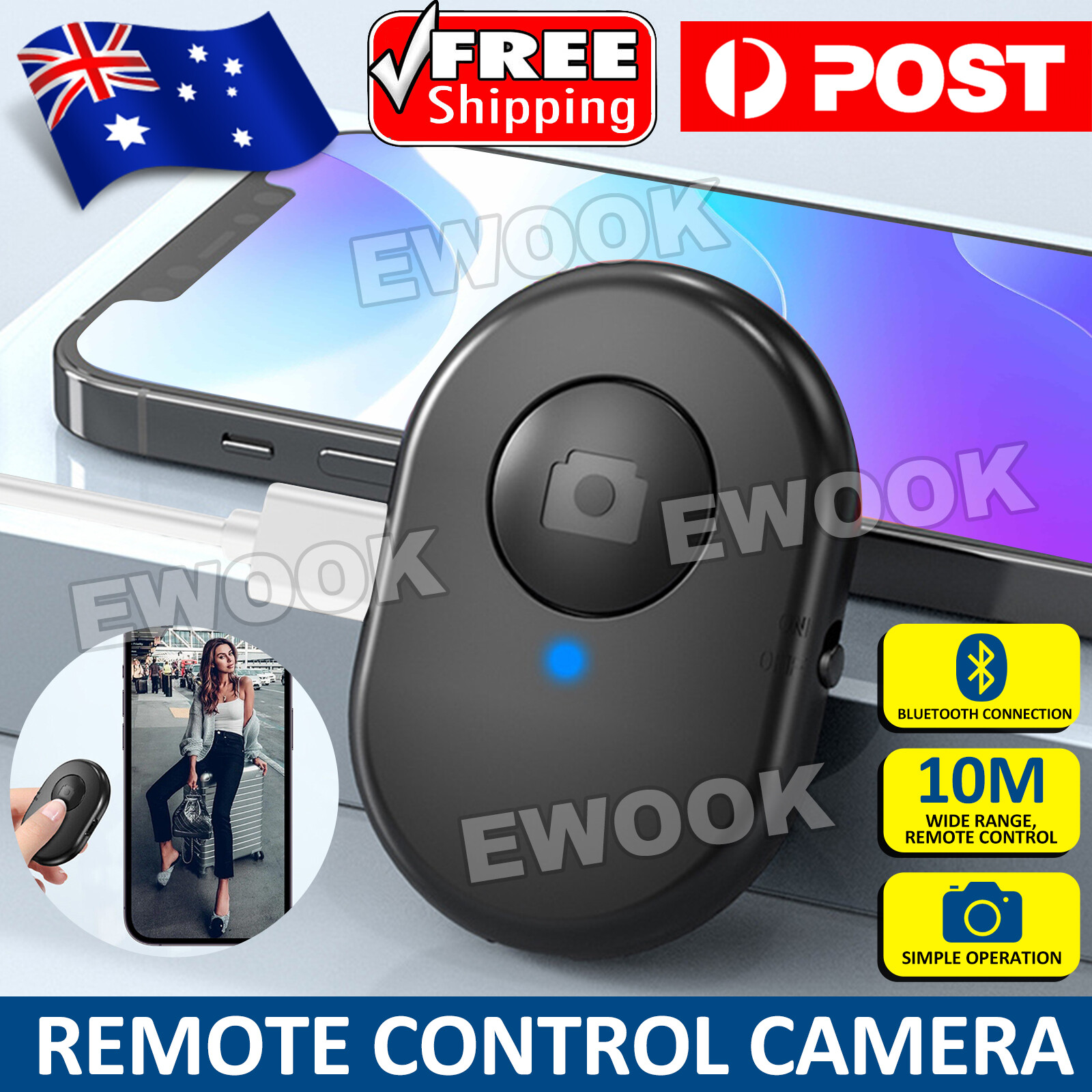 Rechargeable Wireless Bluetooth Remote Control Camera Shutter for iPhone HOT As