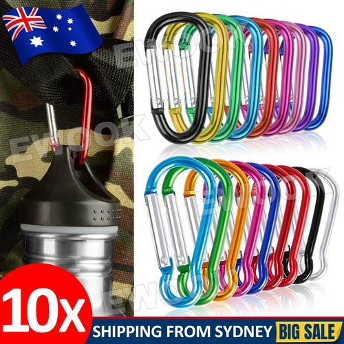 10x Aluminum Coloured Carabiner Snap Hook Clip Key chain ring Clasp Hiking 10PCS