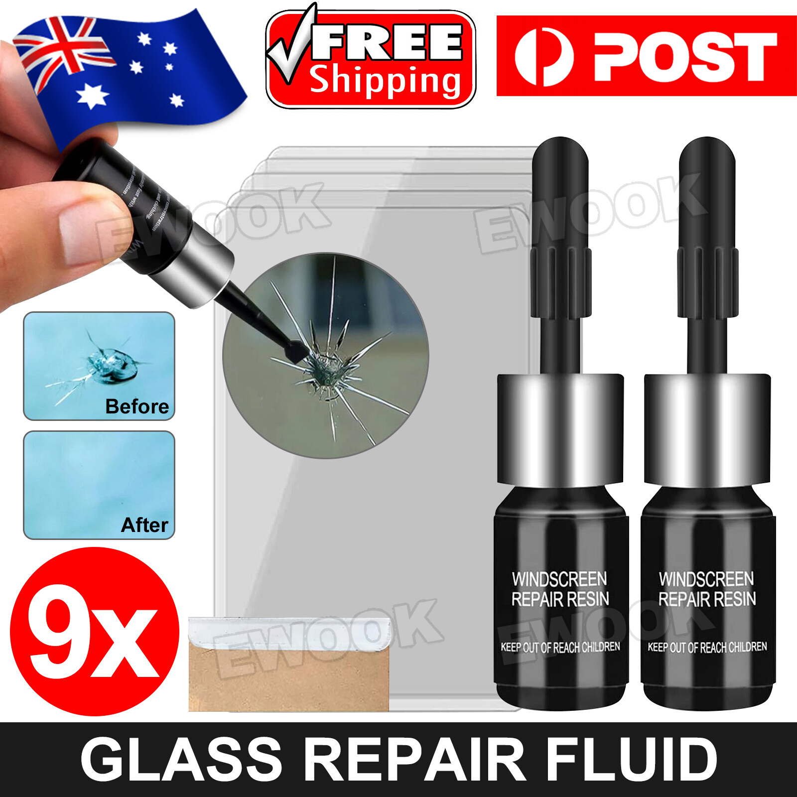 Repair Glass Windshield Kit Window Crack Car Tool Screen Resin Phone AU Cracked