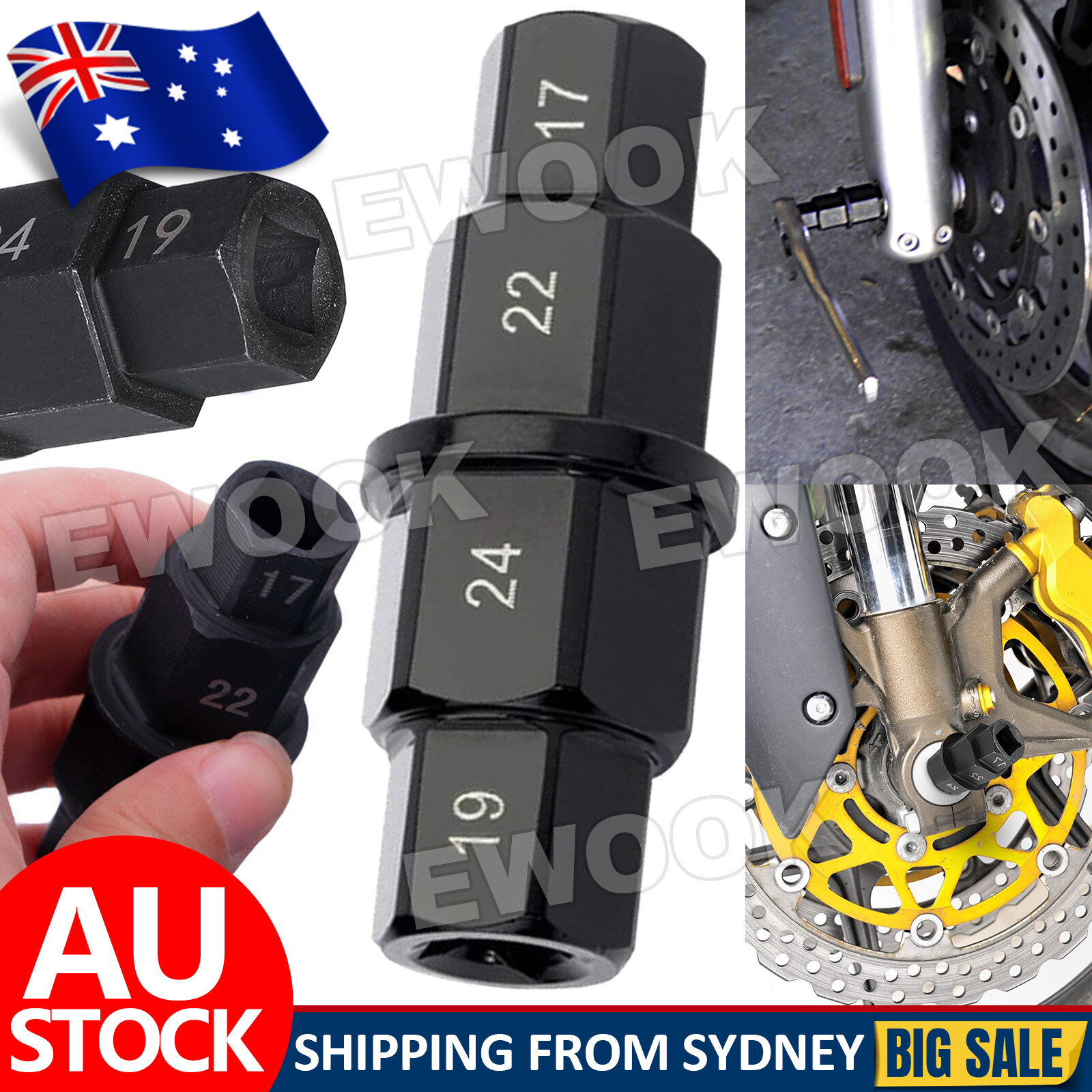 Motorcycle Front Rear Wheel Axle Spindle Tool Hex Key Socket 17 19 22 24mm AU As