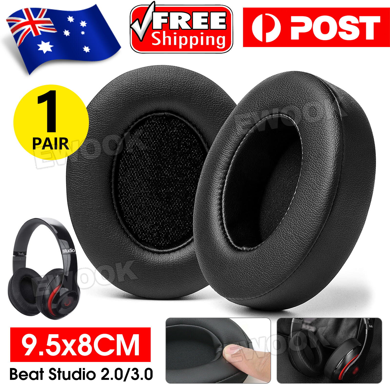 Soft Replacement Ear Pads for Beats by Dr. Dre Studio 2.0/3.0 Wired Wireless Kit