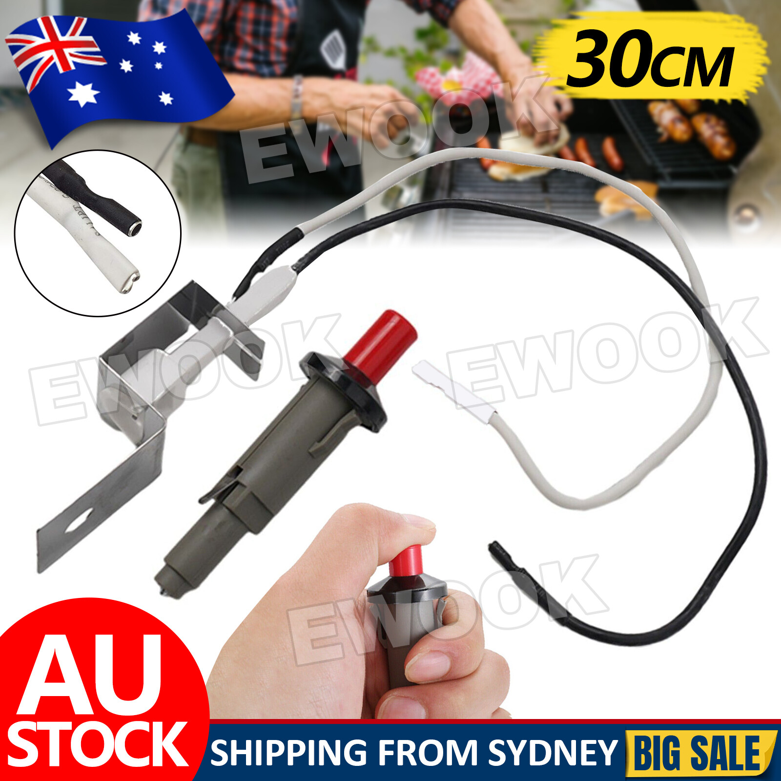 Igniter Assembly Replacement Kit for Weber Q100 Q120 Q200 Q220 Q1000 Q2000 30cm
