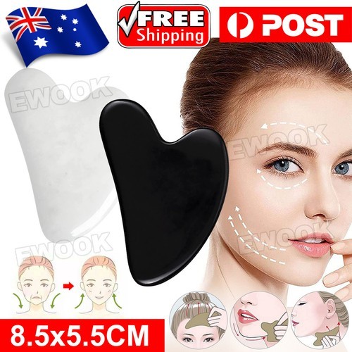 Natural Rose Quartz Facial Jade Gua Sha Stone Beauty Massage Tool Face Massager