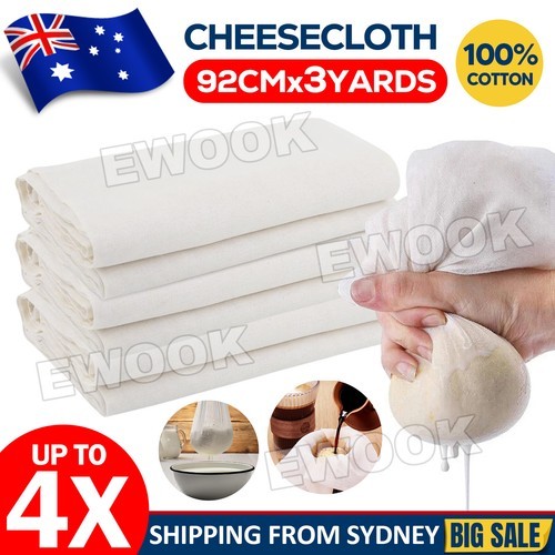 1-4x Cheesecloth Cheese Food Grade Reusable Muslin Butter Filter Cloth 274x92cm