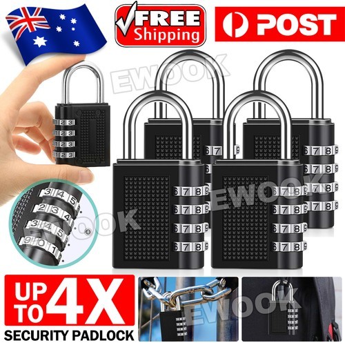 Combination-Lock 4 Digit Outdoor Waterproof Padlock Gate Locker Hasp Number Lock