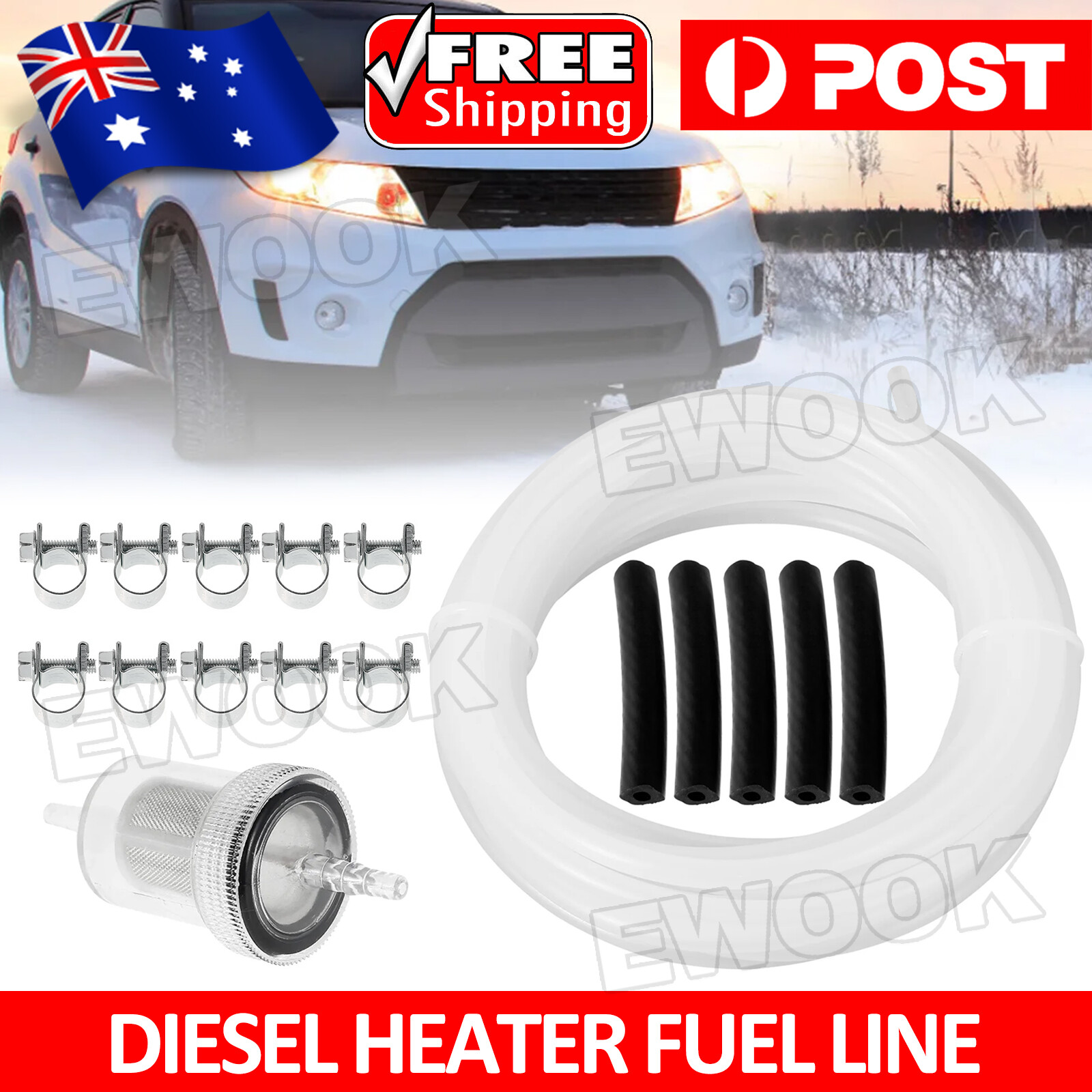 Diesel Heater Inline Fuel Filter Hose Clip Pipe Line Set For Webasto Eberspacher