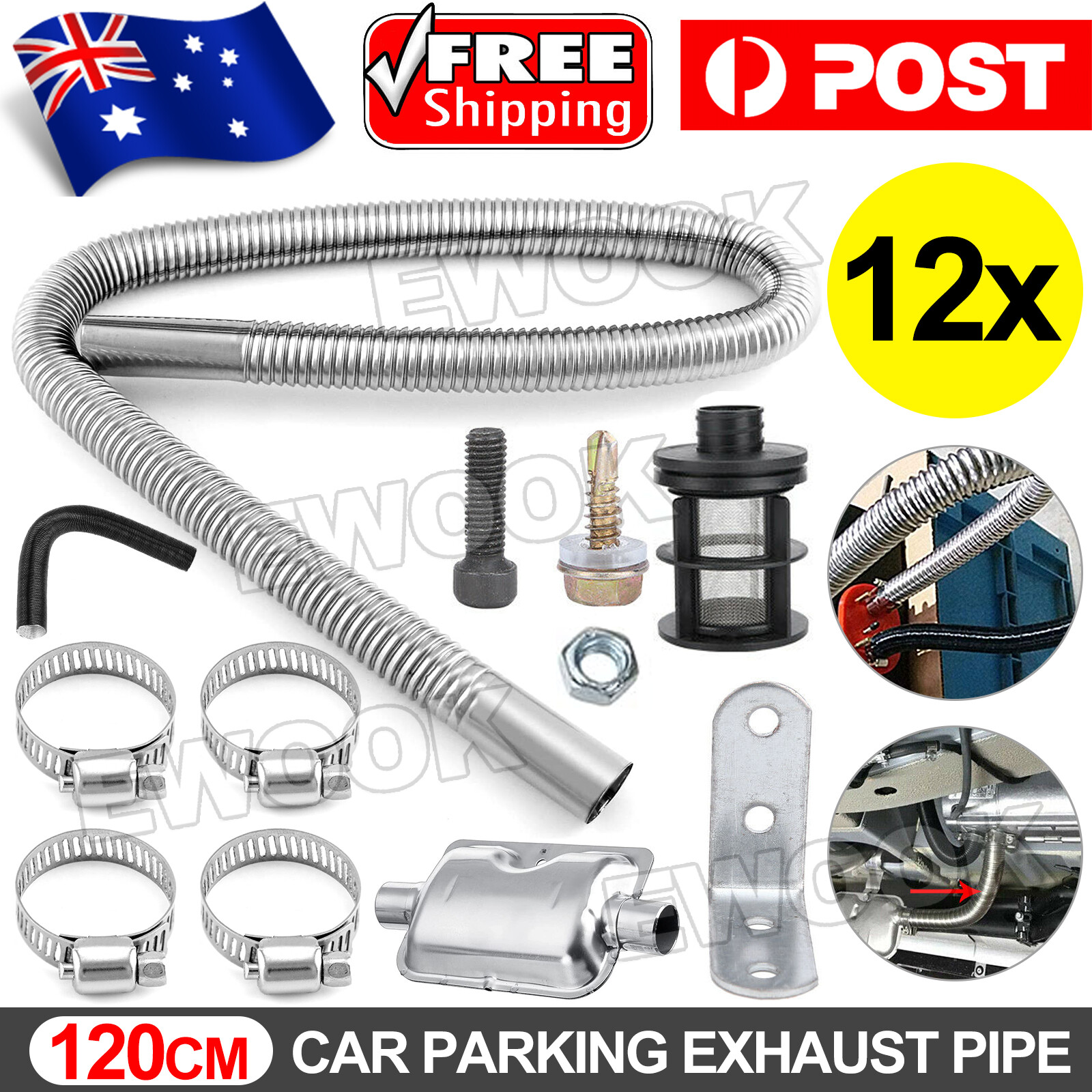 Air Diesel Heater Car Parking Exhaust Pipe Hose 24mm Silencer Muffler Filter