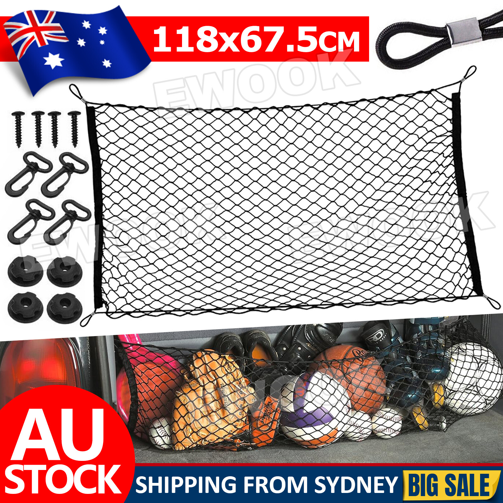 Universal Car Rear Trunk Boot Organizer Pocket Cargo Net Mesh Storage AU Other