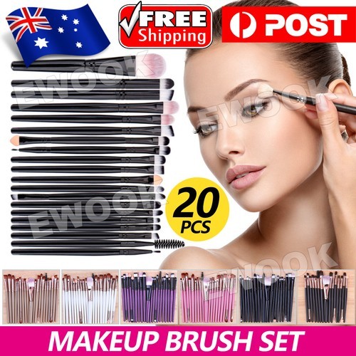 20 Pcs Makeup Brush Set Eyeshadow Eyebrow Powder Foundation Contour Lip Brushes