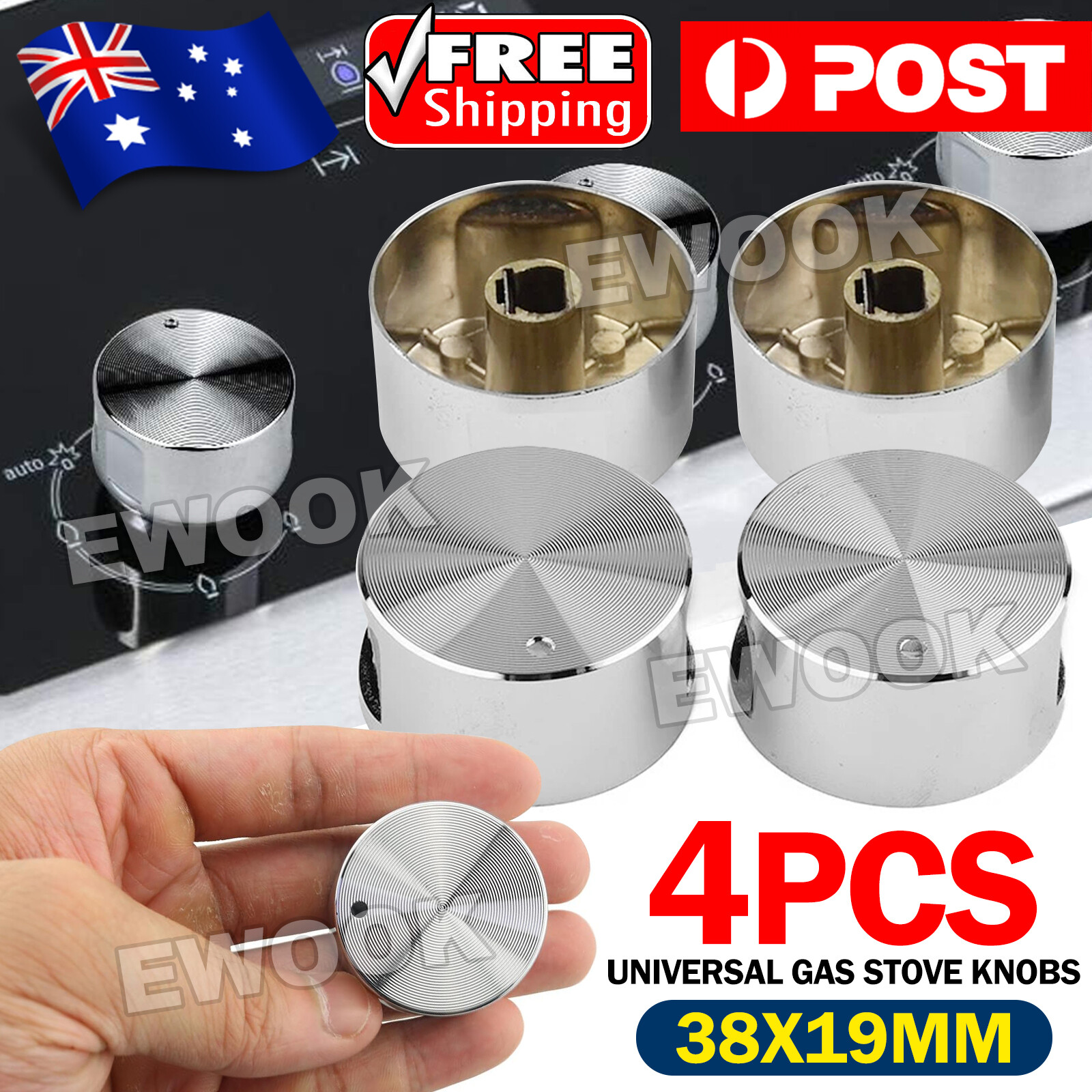 4x Universal Gas Stove Knobs Cooktop Aluminum Alloy Cooker Switch Control Rotary