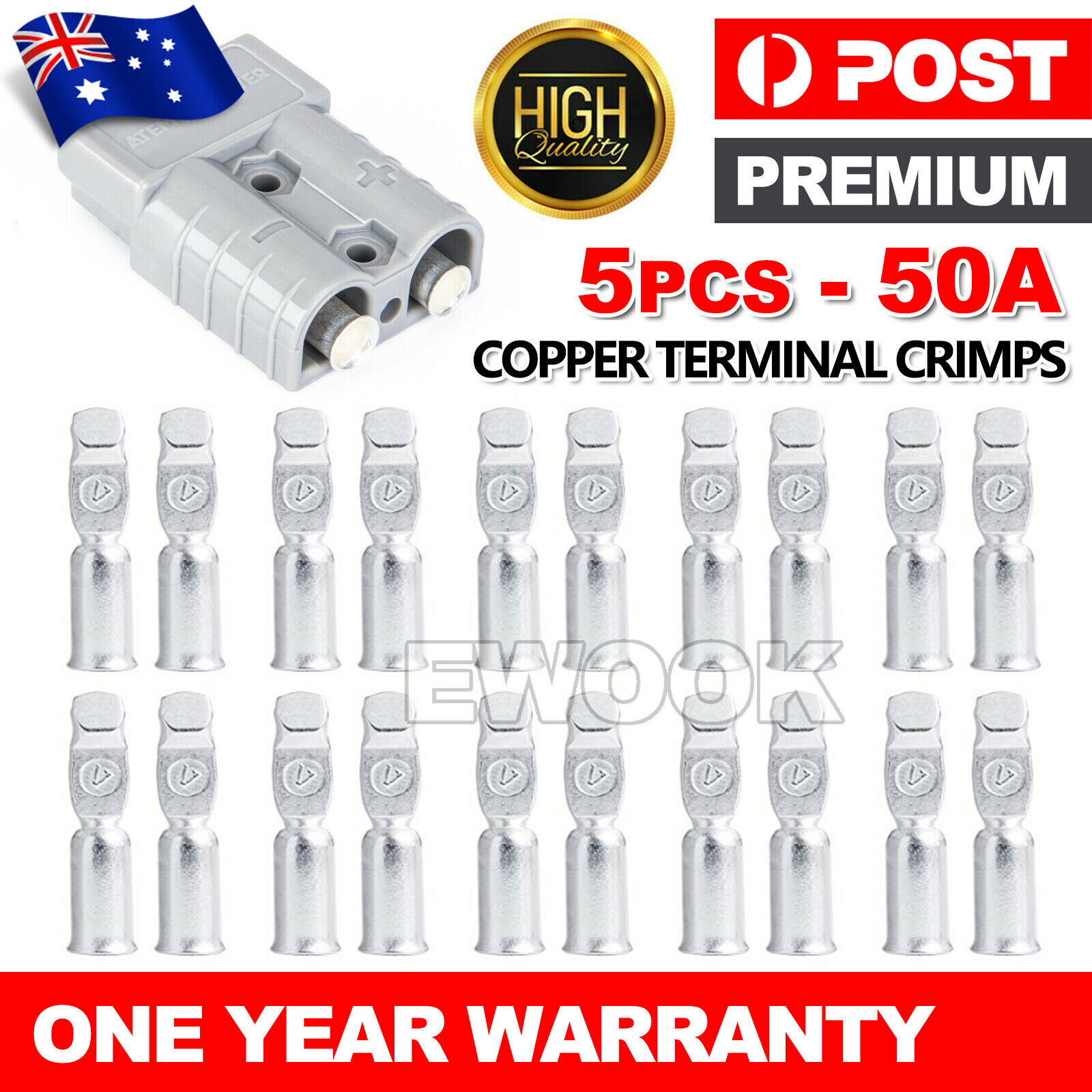5x 50Amp Copper Terminals Connector For 50a Anderson Style Plugs Contacts Other