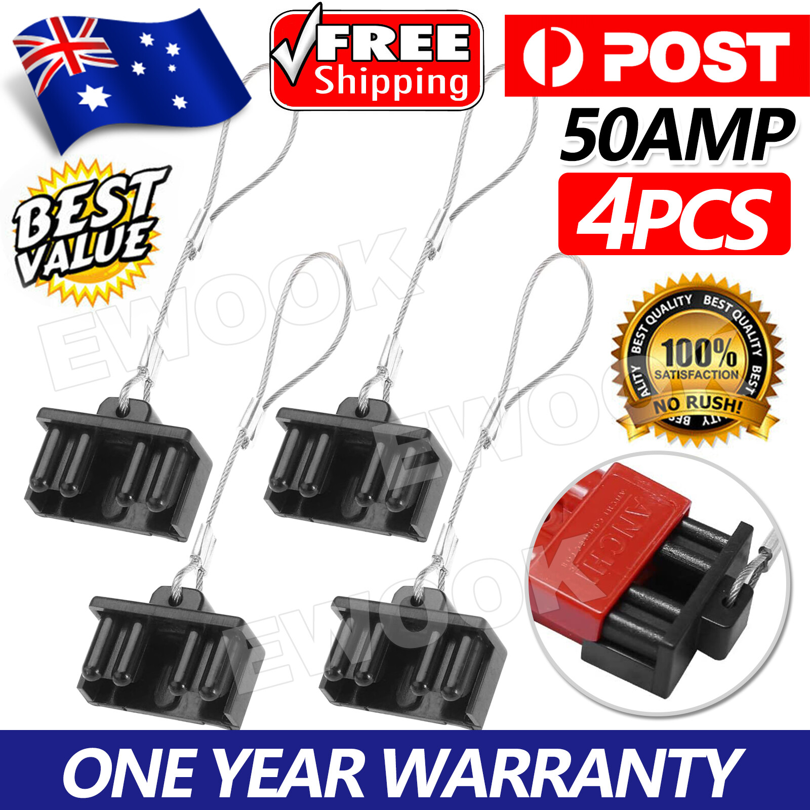4pcs Dust Cap Black Anderson Plug Cover Style Connectors 50AMP Battery Caravan