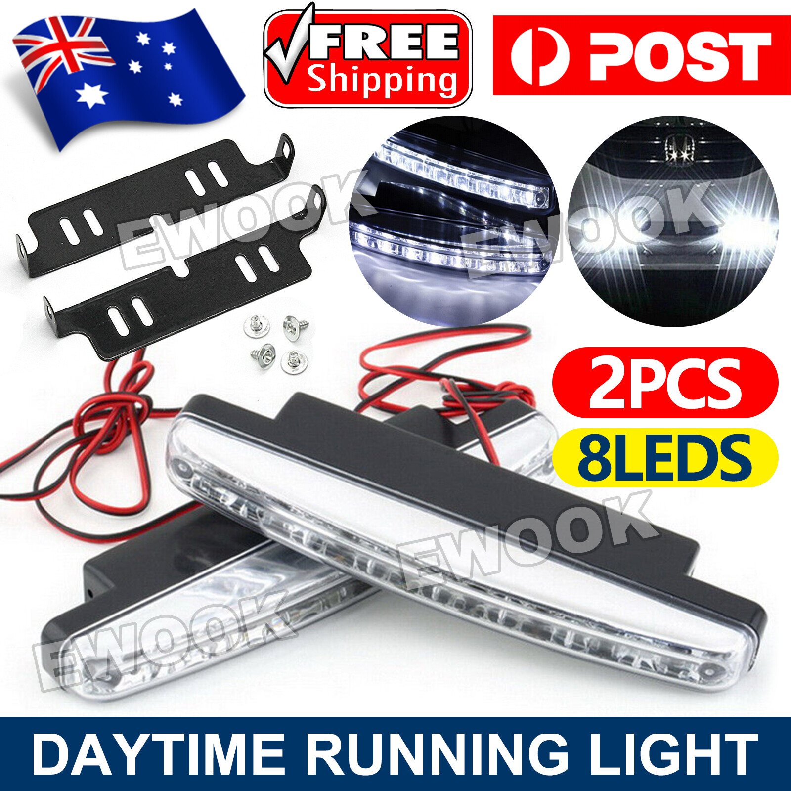 2pcs 8LED Running Bright DRL Head Lamp Light Driving Daytime Car Daylight LED