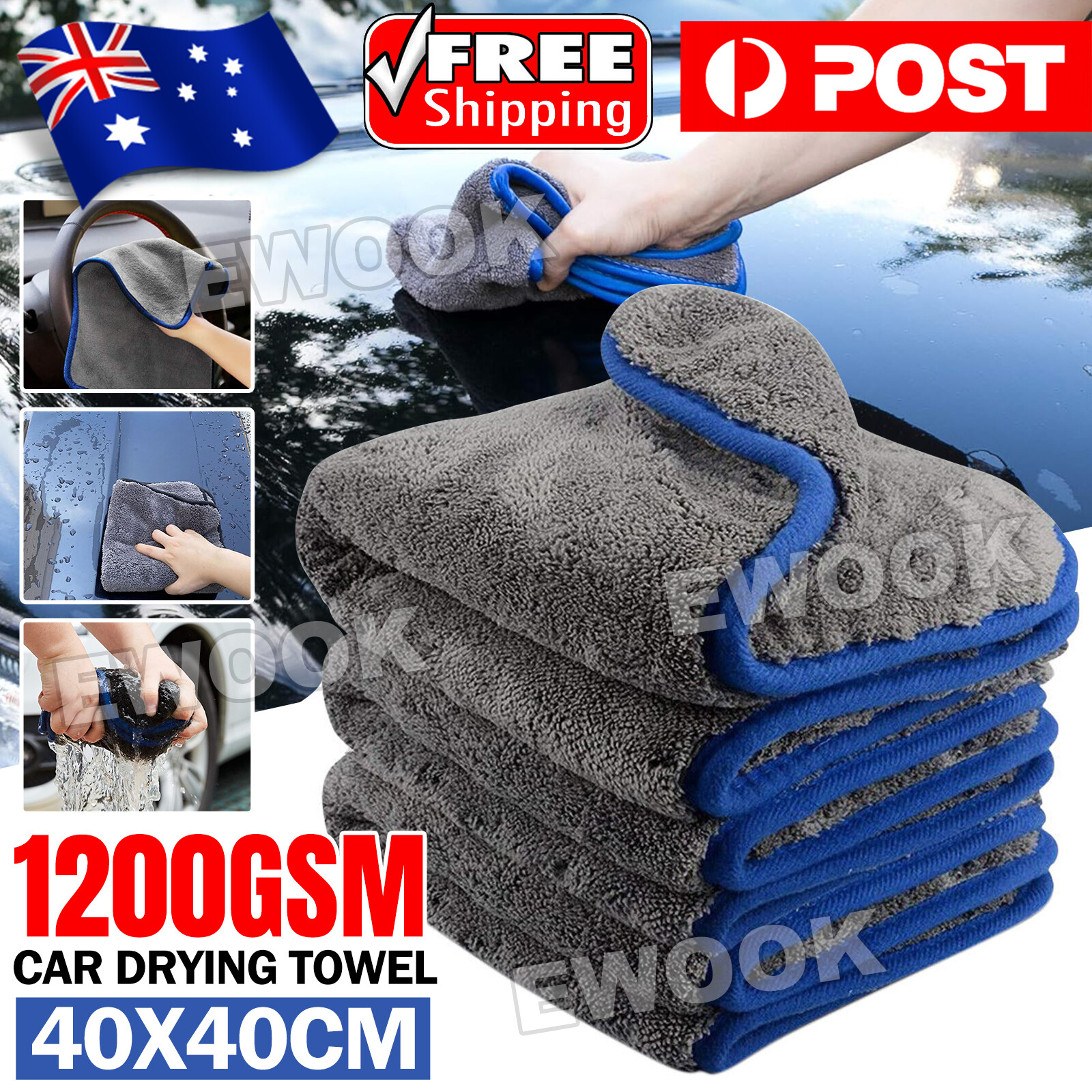 1200GSM Microfibre Car Drying Towel Cleaning Cloth Microfiber Dish Glass 40x40cm
