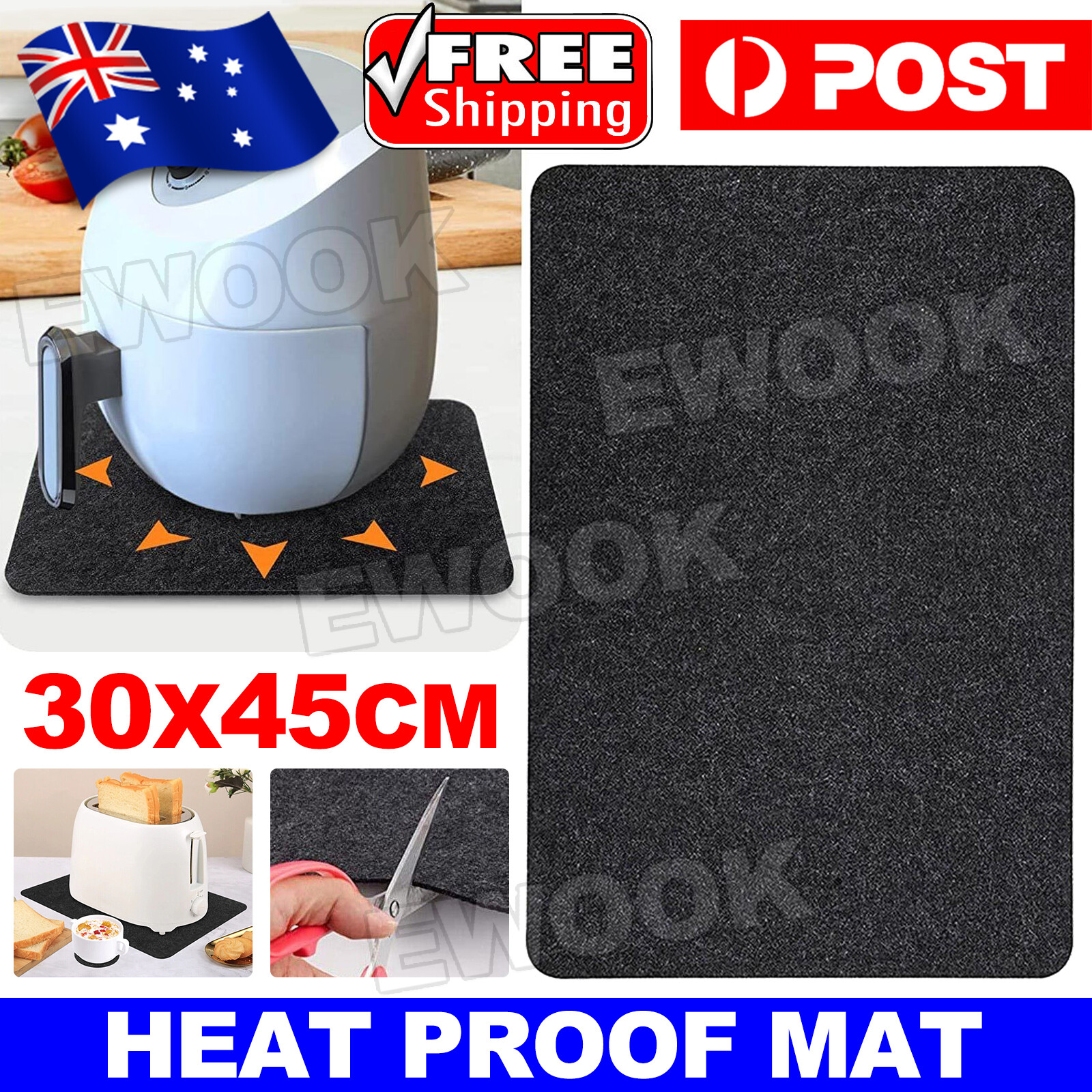 Non Slip Heat Resistant Mat For Air Fryer Kitchen Pads Proof 30 45 cm Non-Stick