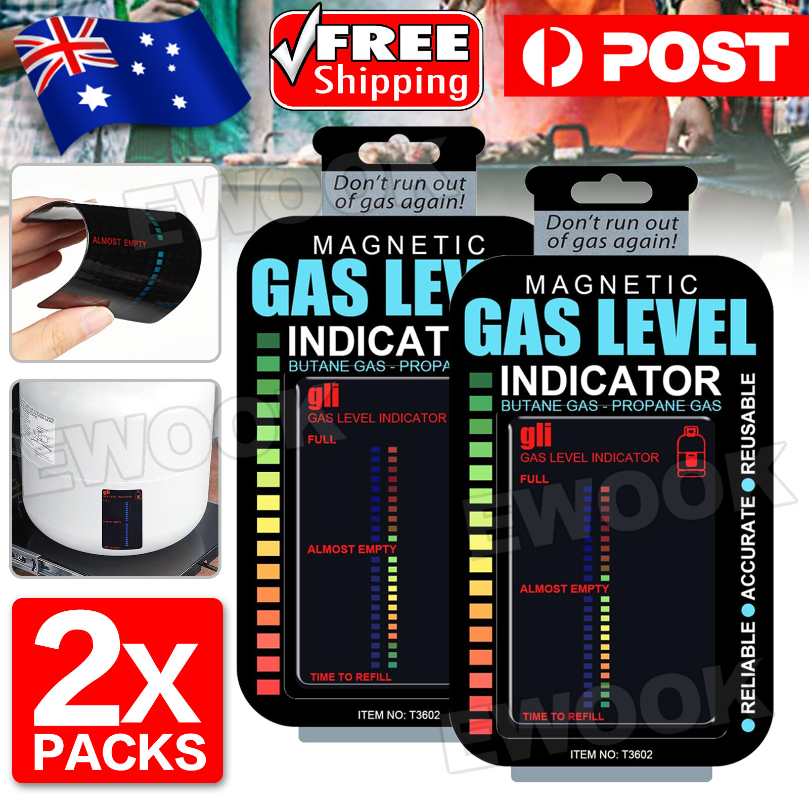 2x Magnetic Gas Tank Level Indicator Bottle Gauge BBQ Camping Outdoor Home Easy