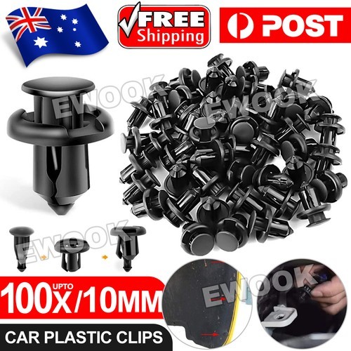 100X Car Plastic 10MM Clips Rivet Push Fit Door Boot Trim Panels Bumper Fastener